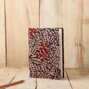 Art Block Print Fabric Cover Handmade Paper Notebook (7 x 5 in)