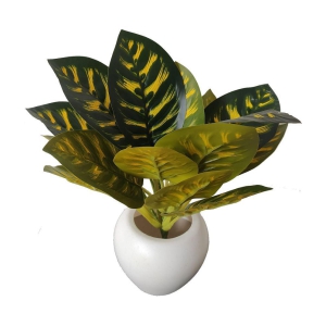 BAARIG - Yellow Evergreen Artificial Plants Bunch ( Pack of 1 )