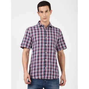 UrbanMark 100% Cotton Regular Fit Checks Half Sleeves Mens Casual Shirt - Navy ( Pack of 1 ) - None