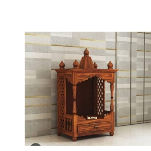 Wood World Pooja Mandir Sheesham Wood Temple for Home, Wooden Temple for Home Wall Hanging, Mandir for Home Decoration, Office, Living Room Mandir for Pooja, Solid Wood. (Walnut)