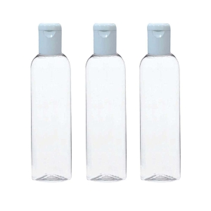 100ml Empty Plastic Flip Top Bottles With Black Caps For Travelling, Lotion, Shampoo, Oil, Costemic Containers Use (Pack of 3)