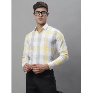 Mens Pure Cotton Checked Formal Shirts-XXL / Yellow