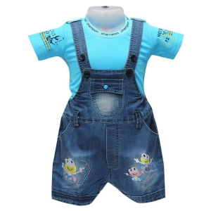 Balloons Blue Denim Rompers - 0-6 Months