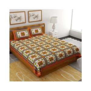 Uniqchoice Cotton Double Bedsheet with 2 Pillow Covers - Orange