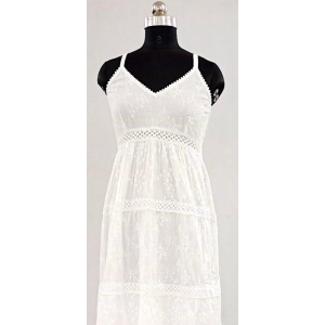 NV91533/E001-NV91533/E004 -Pure Comfort: Ankle-Length Pure Cotton White Dress