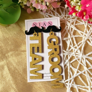 Team Groom Moustache Earrings