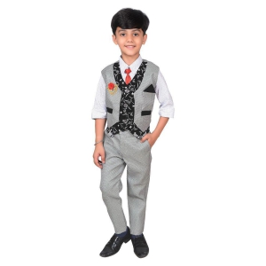 Ahhaaaa Children Ethnic Cotton Waistcoat, Shirt and Trouser boy dress - None