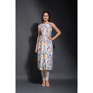 Keshvi Off white flower print gown style kurta set-M