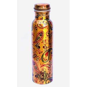 Copper Bottles for Printed Art Work, Travelling Purpose Bottles, Yoga Ayurveda Healing, 800 ML (Design P08)