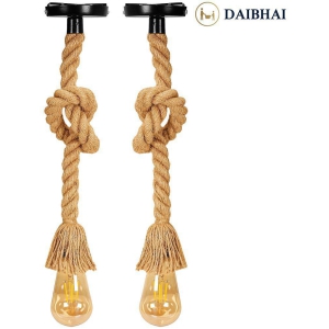 DAIBHAI Jute Rope or Rassi Lights  With 4w Bulb Pendant Yellow - Pack of 2