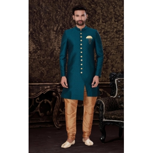 Exclusive Mens Sherwani With Dhoti-Xl / Sea Green