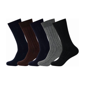 hicode Blended Mens Solid Multicolor Mid Length Socks ( Pack of 5 ) - Multicolor