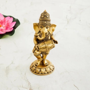 Standing Ganesha Playing Dholak