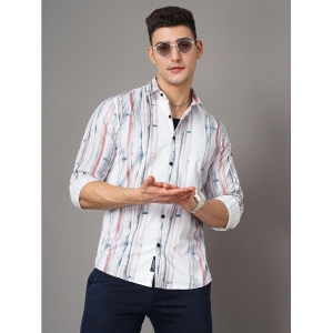 Paul Street Polyester Slim Fit Striped Full Sleeves Mens Casual Shirt - White ( Pack of 1 ) - None