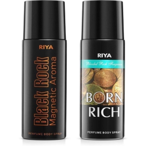 Riya Black Rock & Born Rich Deodorant Spray & Perfume For Unisex 150 ( Pack of 2 )