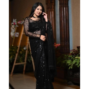 Fantastic Black Color Jacquard Silk Saree