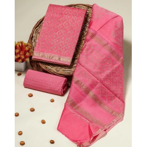 Shalvi's Pink Hand Block Print Maheshwari Silk Sui Set (MSL155)