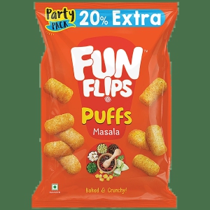 Fun Flips Puffs - Masala, Baked & Crunchy, Healthy Snacks, 75 G