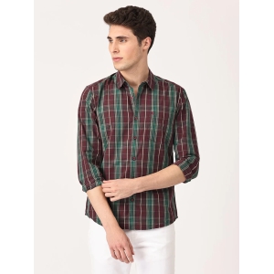 Crosscreek Men Maroon Slim Fit Checked Cotton Casual Shirt-M