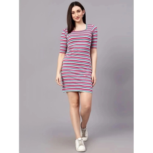 Diaz Cotton Blend Striped Mini Womens Bodycon Dress - Multicolor ( Pack of 1 ) - None