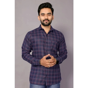 Anand Cotton Blend Regular Fit Checks Full Sleeves Mens Casual Shirt - Blue ( Pack of 1 ) - None