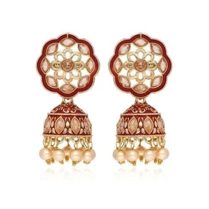 Meenakari Jhumka Earrings in Gold finish