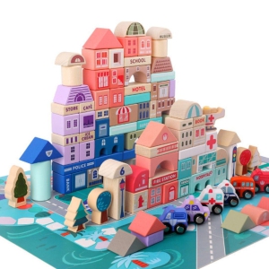 Wooden City Building Blocks Set (115 Pieces)