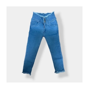 ICONIC ME- Kids Girls 3 button Plain Denim Jeans | Premium Denim Jeans - None