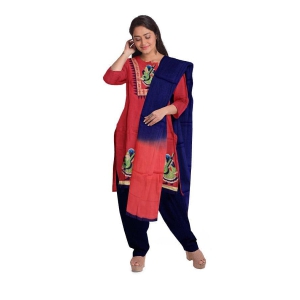 Red and Blue Salwar Suit Fabric