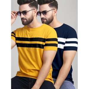 AUSK - Mustard Cotton Blend Regular Fit Men's T-Shirt ( Pack of 2 ) - None