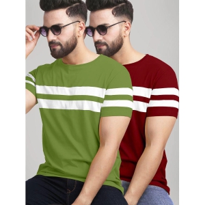 AUSK - Maroon Cotton Blend Regular Fit Men's T-Shirt ( Pack of 2 ) - None