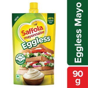 Saffola Mayonnaise Eggless With Milk Cream  Smooth  Thick Texture 90 G Pouch