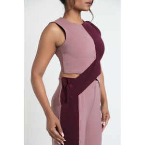 Skewed Interlocked Top-Wine Pink / L