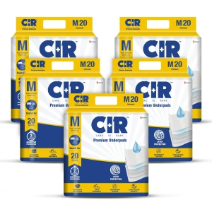 CIR Premium Underpads, Medium (60x60cm) | 7 hrs Absorption Protection | 20 Units | Waterproof | Protects Surfaces from Incontinence | Super Soft Polymer Pack of 5