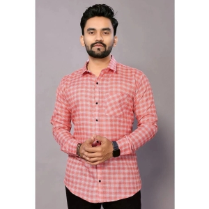 Anand Cotton Blend Regular Fit Checks Full Sleeves Mens Casual Shirt - Pink ( Pack of 1 ) - None