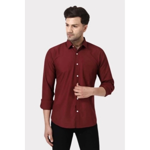 Springberry - 100% Cotton Slim Fit Maroon Mens Casual Shirt ( Pack of 1 ) - None