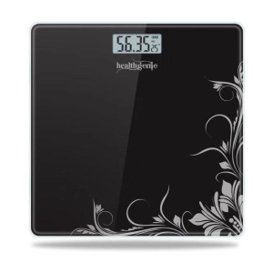 Healthgenie Electronic Digital Weighing Machine Bathroom Personal Weighing Scale-Black Pattern Black