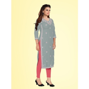 Kapadia - Grey Rayon Womens Straight Kurti ( Pack of 1 ) - None