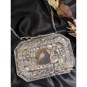 Mother of pearl luxury clutch Silver