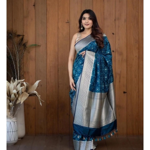 Blue Colour Kanjivaram Lichi Silk Saree For Womens