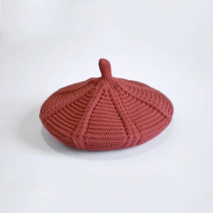 woollen knit beret for ladies-Maroon