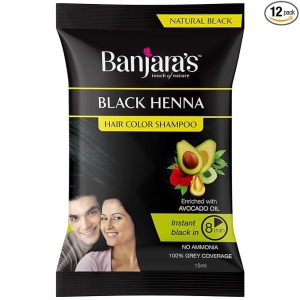 Banjara's Black Henna Hair Colour Shampoo, 15ml Sachet