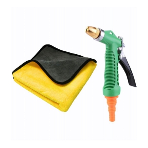 Tapixaa Cleaning Combo Of Water Spray Gun and Microfiber Cloth (600 GSM 40 X40 cm)