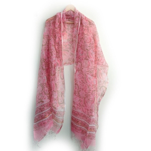 india-scarves-bagru-hand-block-floral-kota-doria-cotton-silk-teal-dark-pink-color-floral-dupatta