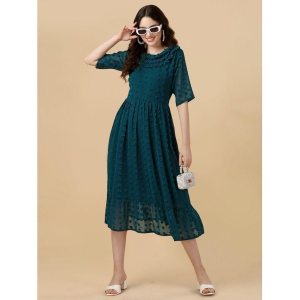 gufrina Rayon Embroidered Midi Womens A-line Dress - Teal ( Pack of 1 ) - None