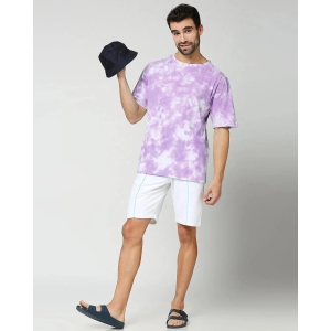 Purple And White Tie And Die Oversize T-shirt For Men-L / Purple