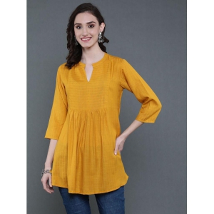 Antaran Rayon Self Design A-line Womens Kurti - Yellow ( Pack of 1 ) - None