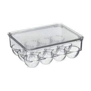 HOMETALES Fridge Egg Storage Tray With Lid, 12 Grid - Transparent