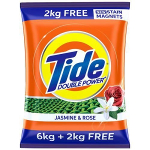 Tide Double Power Detergent Washing Powder Jasmine & Rose, 6 kg + 2 kg Free