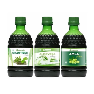 NUTROCOPIA Giloy Tulsi, Aloevera & Amla Juice for Healthy hair Pack of 3 of 400 ML(1200 ML)